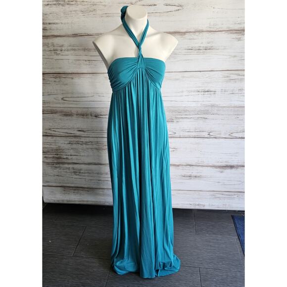 Rachel Pally Teal Halter Maxi Jersey Dress sz Small - Picture 1 of 6